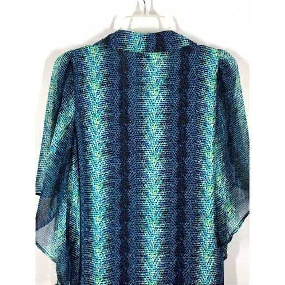 Worthington Women's Snakeskin Print Short Sleeve V-Neck Top Blue Size 1X - Picture 6 of 7